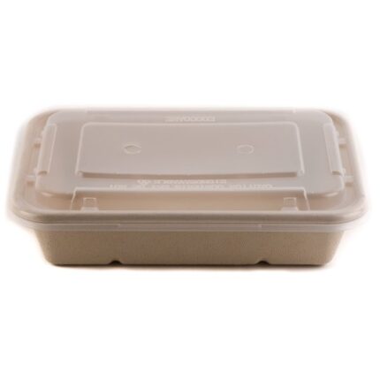 Eco-friendly bagasse container with clear lid (300 Pcs)