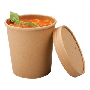 Kraft soup cup with kraft paper lid (500 Pcs)